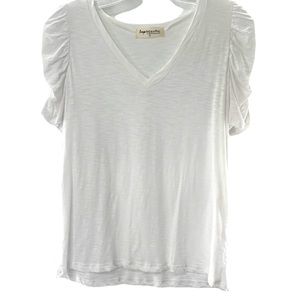 Impressions V Neck Statement Sleeves Top White Size Small